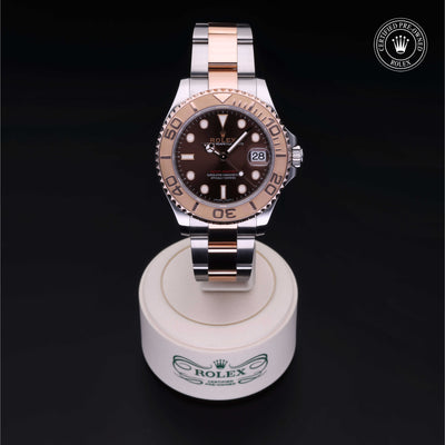 Rolex Certified Pre-owned Yacht-Master M268621-0003 front on black background