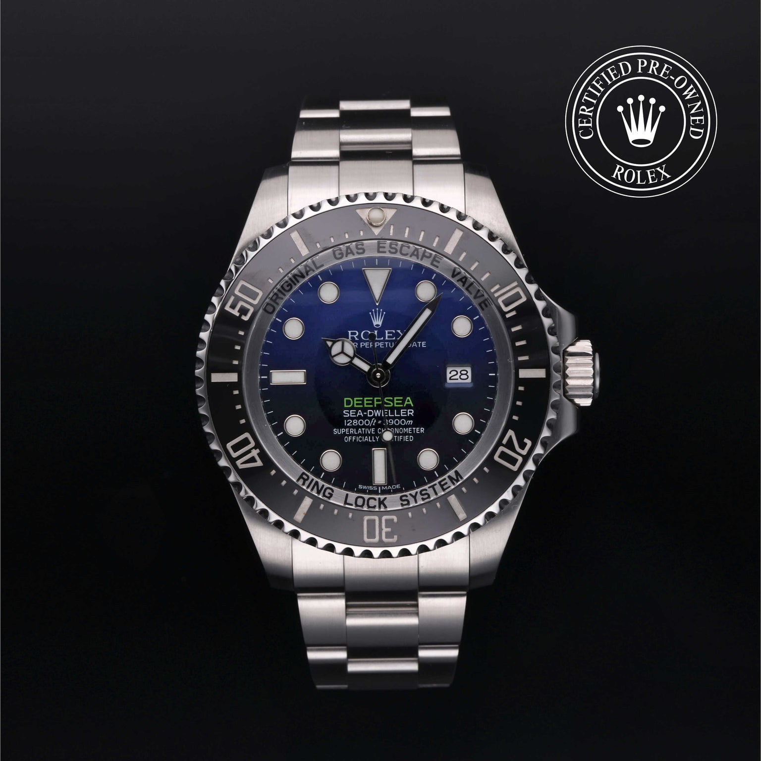 Rolex Certified Pre-owned Deep Sea M116660-0003 front on black background