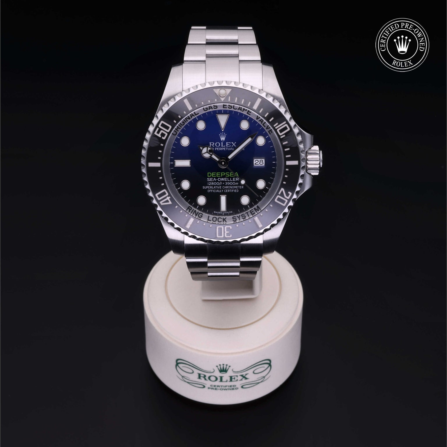 Rolex Certified Pre-owned Deep Sea M116660-0003 front on black background