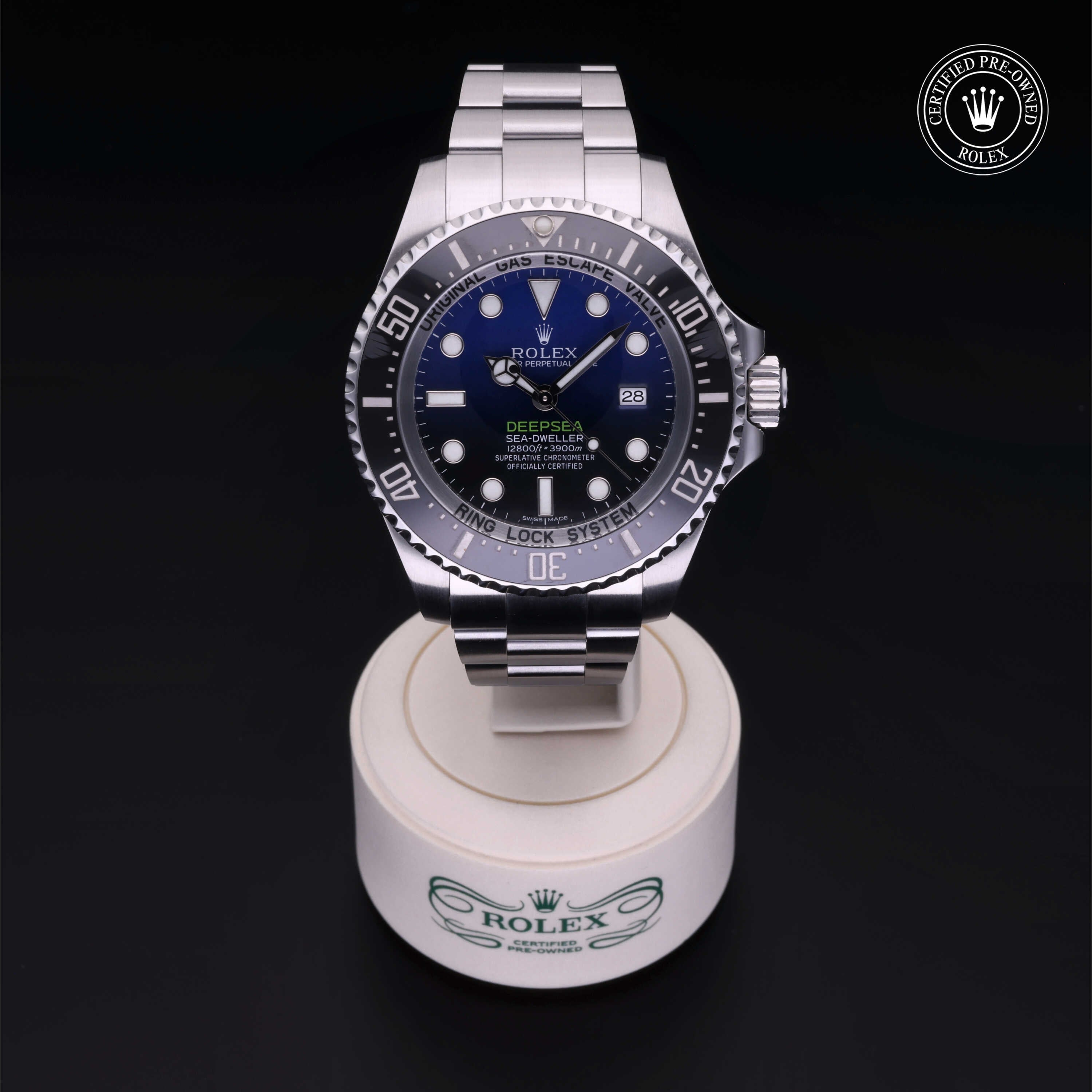 Rolex Certified Pre-owned Deep Sea M116660-0003 front on black background