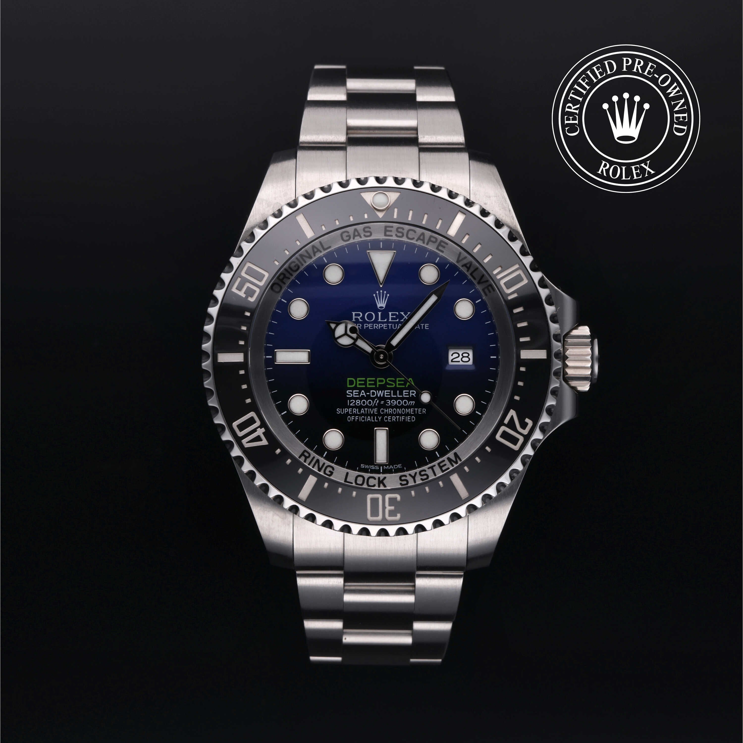 Rolex Certified Pre-owned Deep Sea M116660-0003 front on black background
