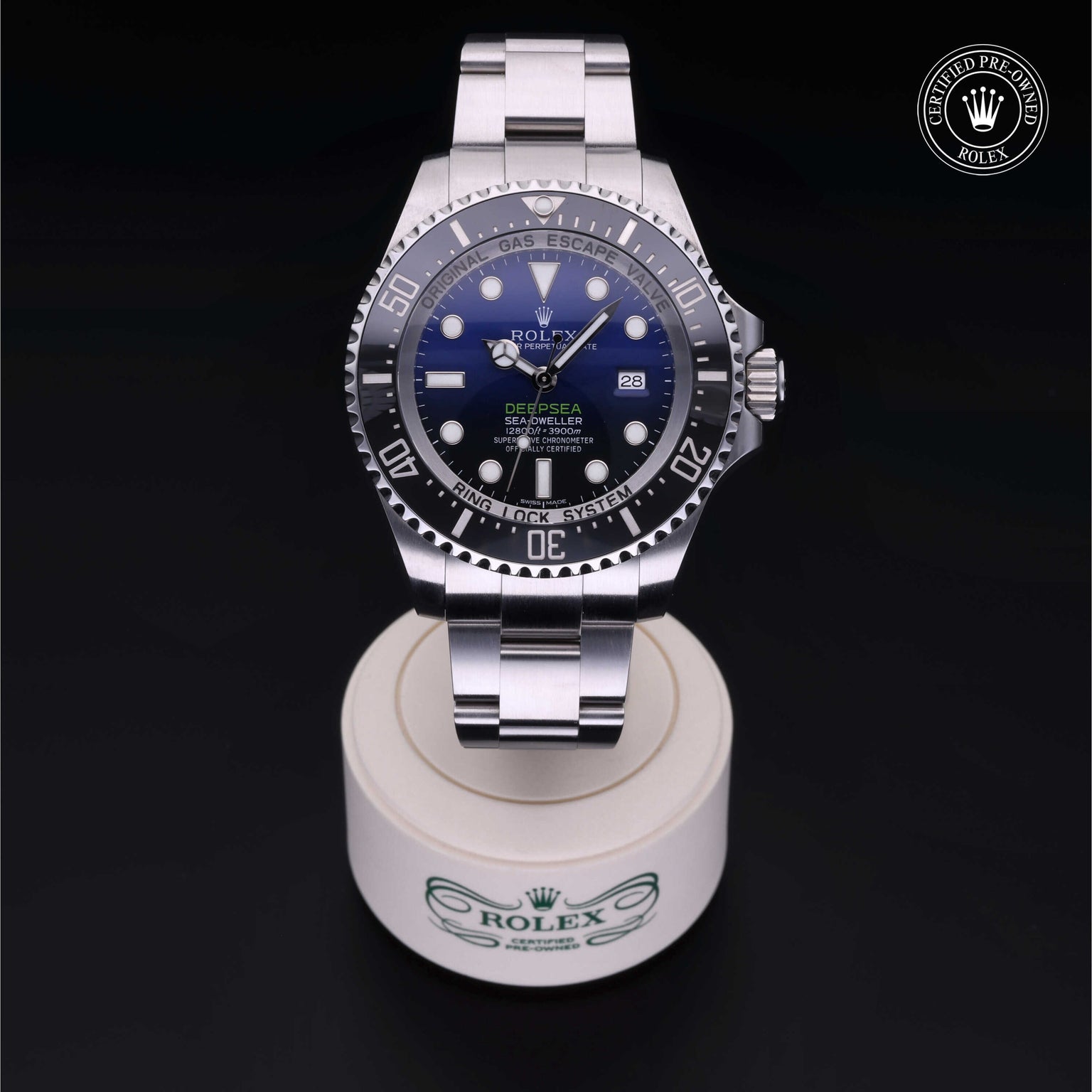 Rolex Certified Pre-owned Deep Sea M116660-0003 front on black background