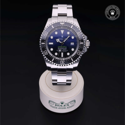 Rolex Certified Pre-owned Deep Sea M116660-0003 front on black background