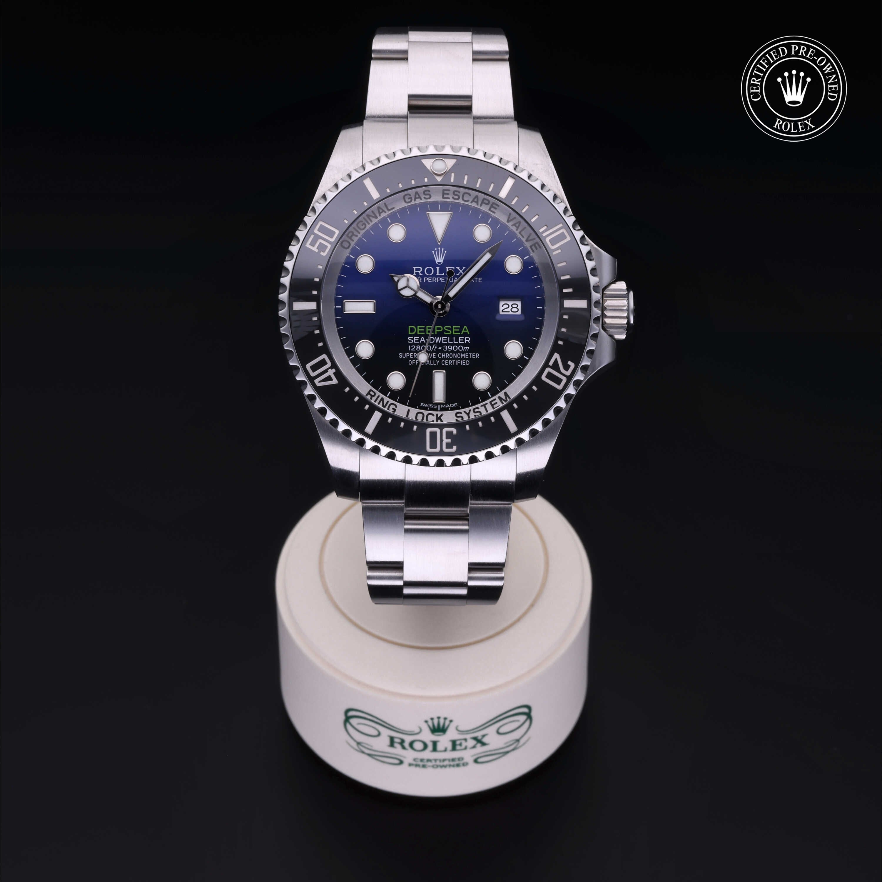 Rolex Certified Pre-owned Deep Sea M116660-0003 front on black background