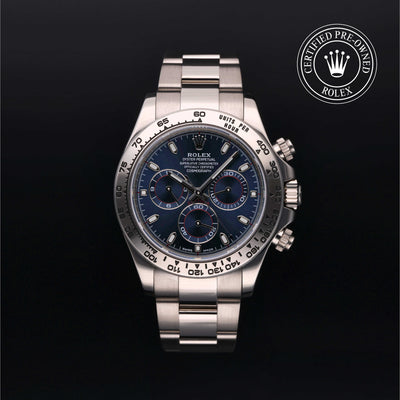 Rolex Certified Pre-owned Daytona M116509-0071 front on black background
