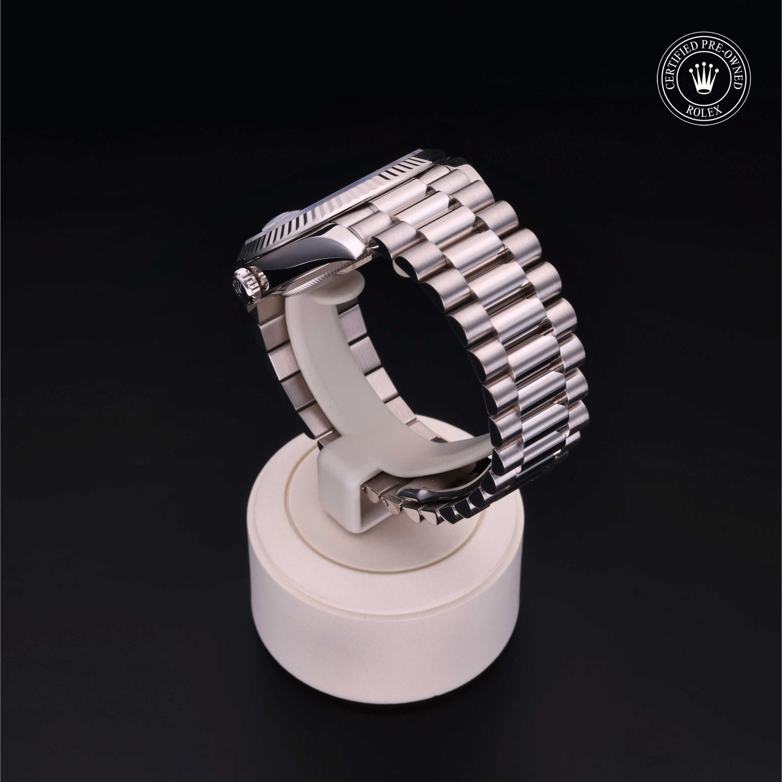 Rolex Certified Pre-owned Day-date M228239-0033 front on black background