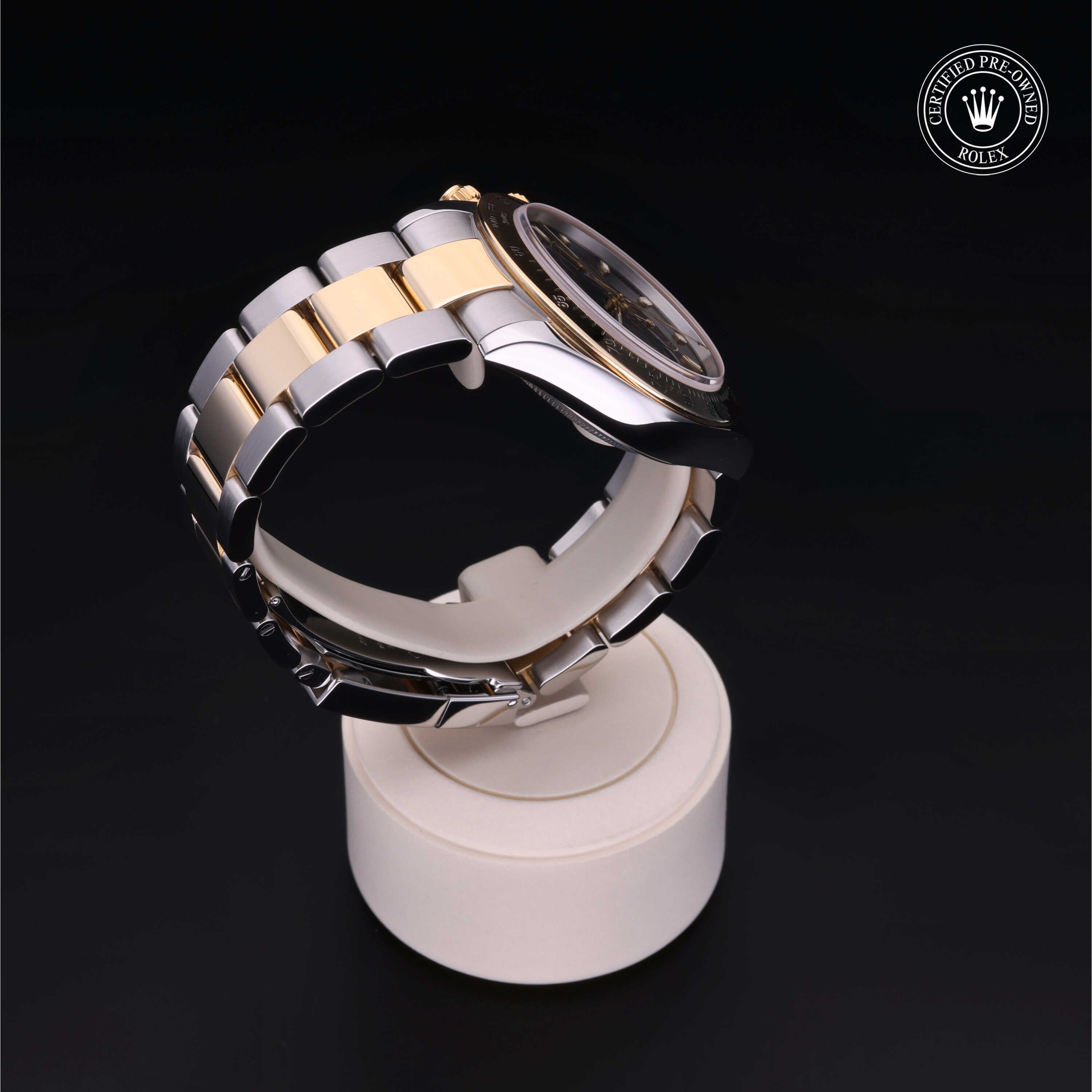 Rolex Certified Pre-owned Daytona M116523-0028 front on black background