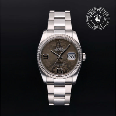 Rolex Certified Pre-owned Datejust M116234-0145 front on black background