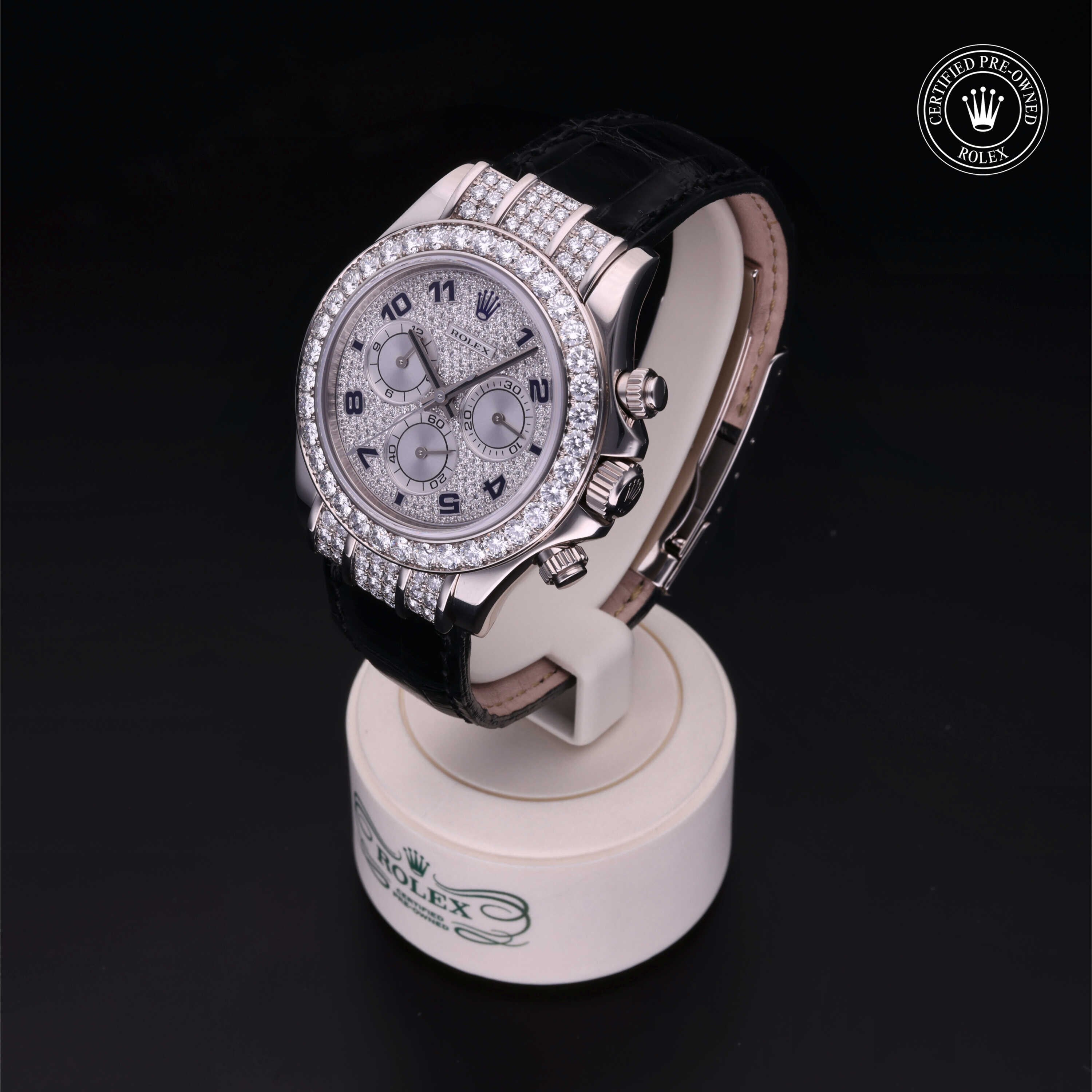 Rolex Certified Pre-owned Daytona M116599RBR-0024 front on black background