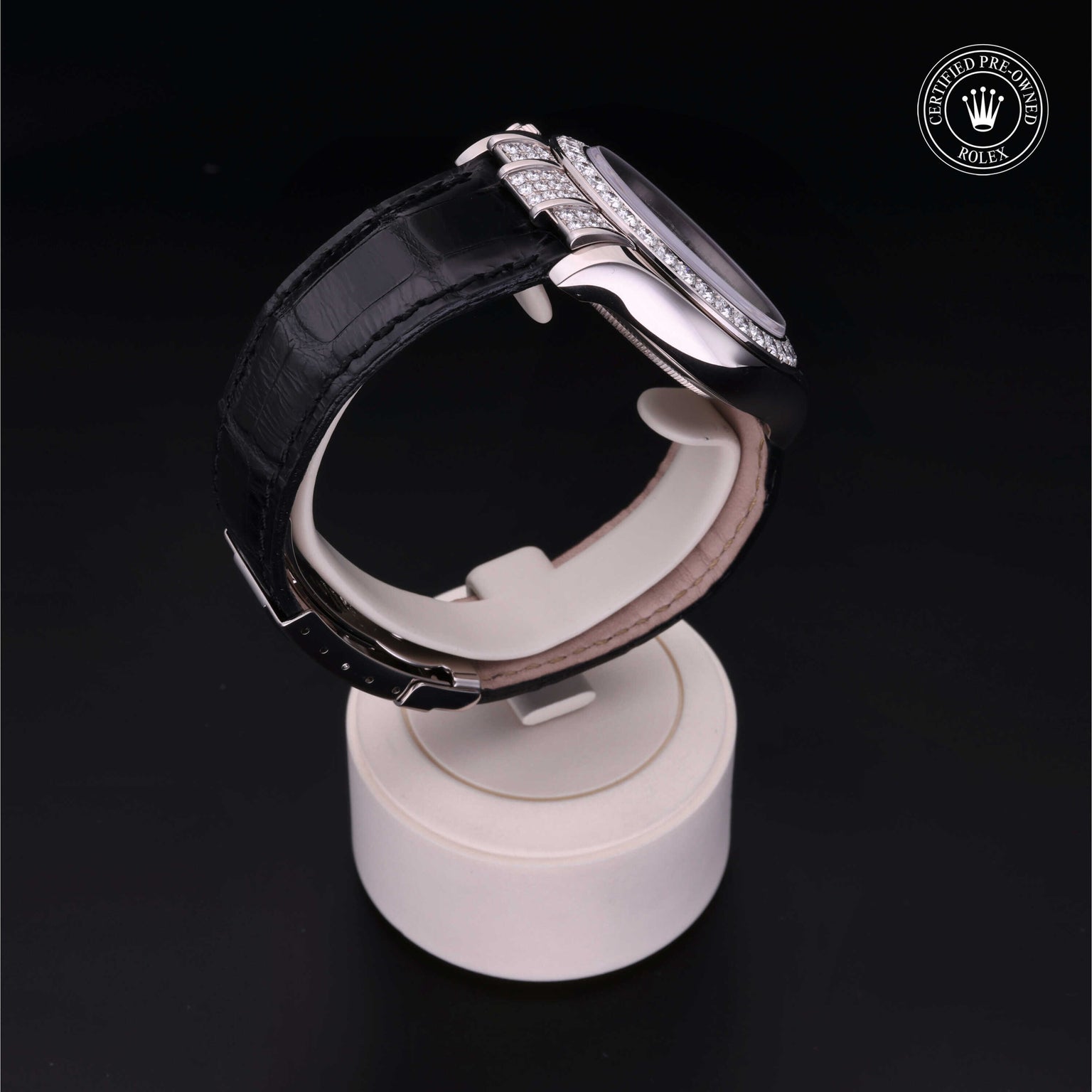 Rolex Certified Pre-owned Daytona M116599RBR-0024 front on black background