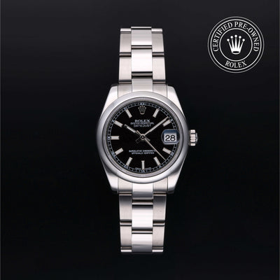 Rolex Certified Pre-owned Lady Datejust M178240-0025 front on black background