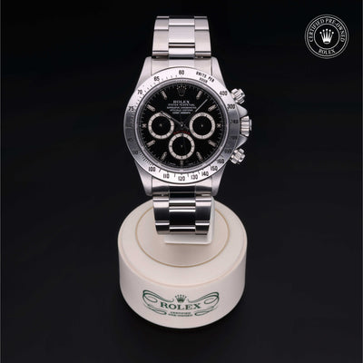 Rolex Certified Pre-owned Daytona M16520-0002 front on black background
