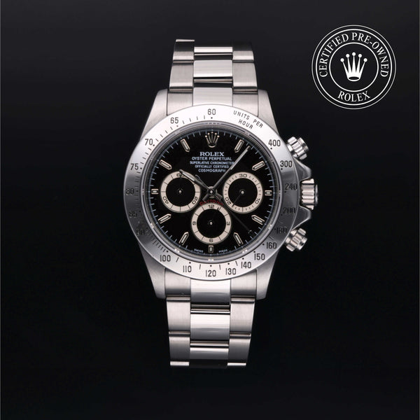 Rolex Certified Pre-owned Daytona M16520-0002 front on black background
