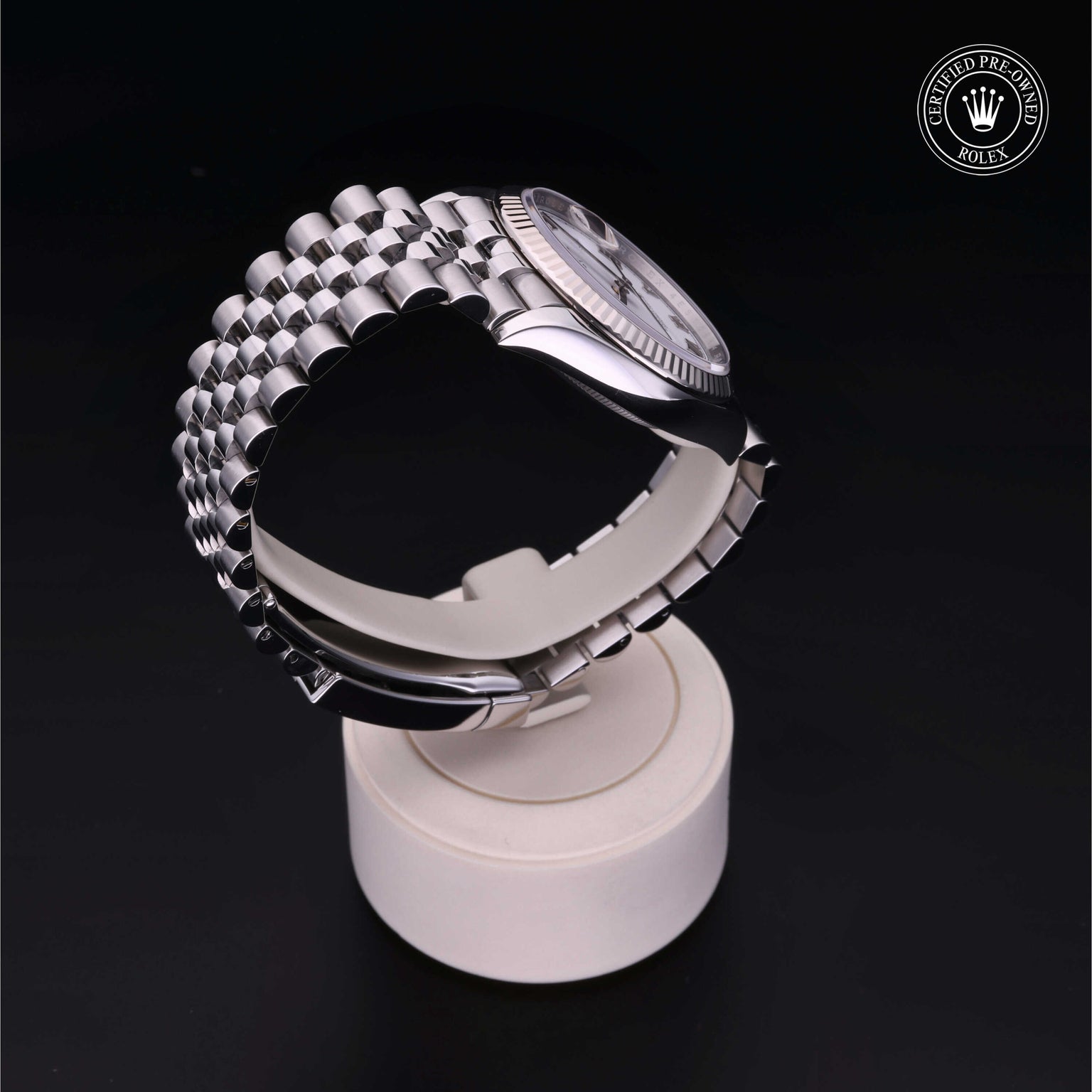 Rolex Certified Pre-owned Datejust M126234-0025 front on black background