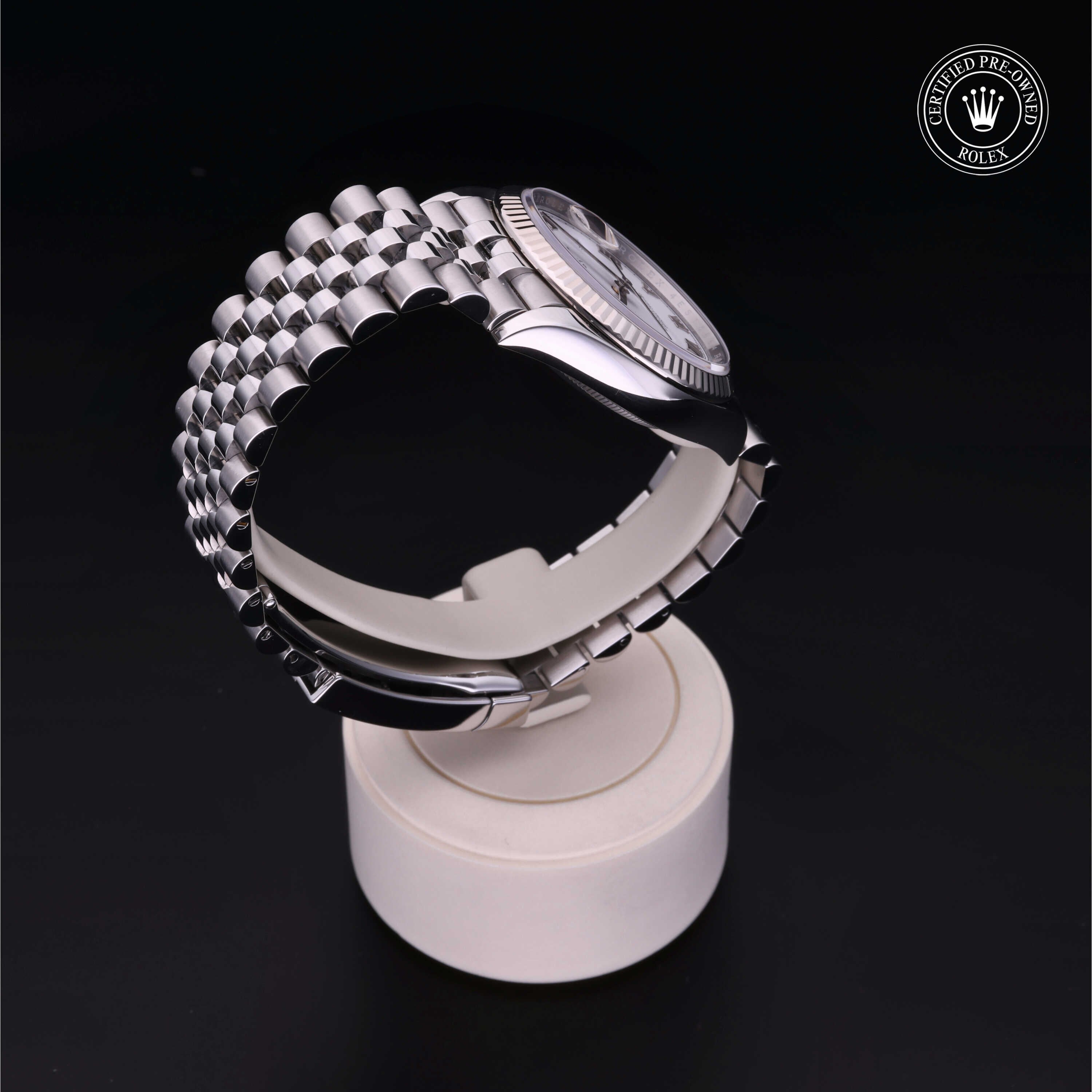 Rolex Certified Pre-owned Datejust M126234-0025 front on black background