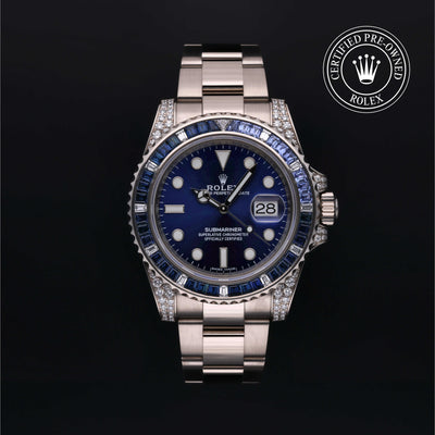 Rolex Certified Pre-owned Submariner Date M116659SABR-0001 front on black background