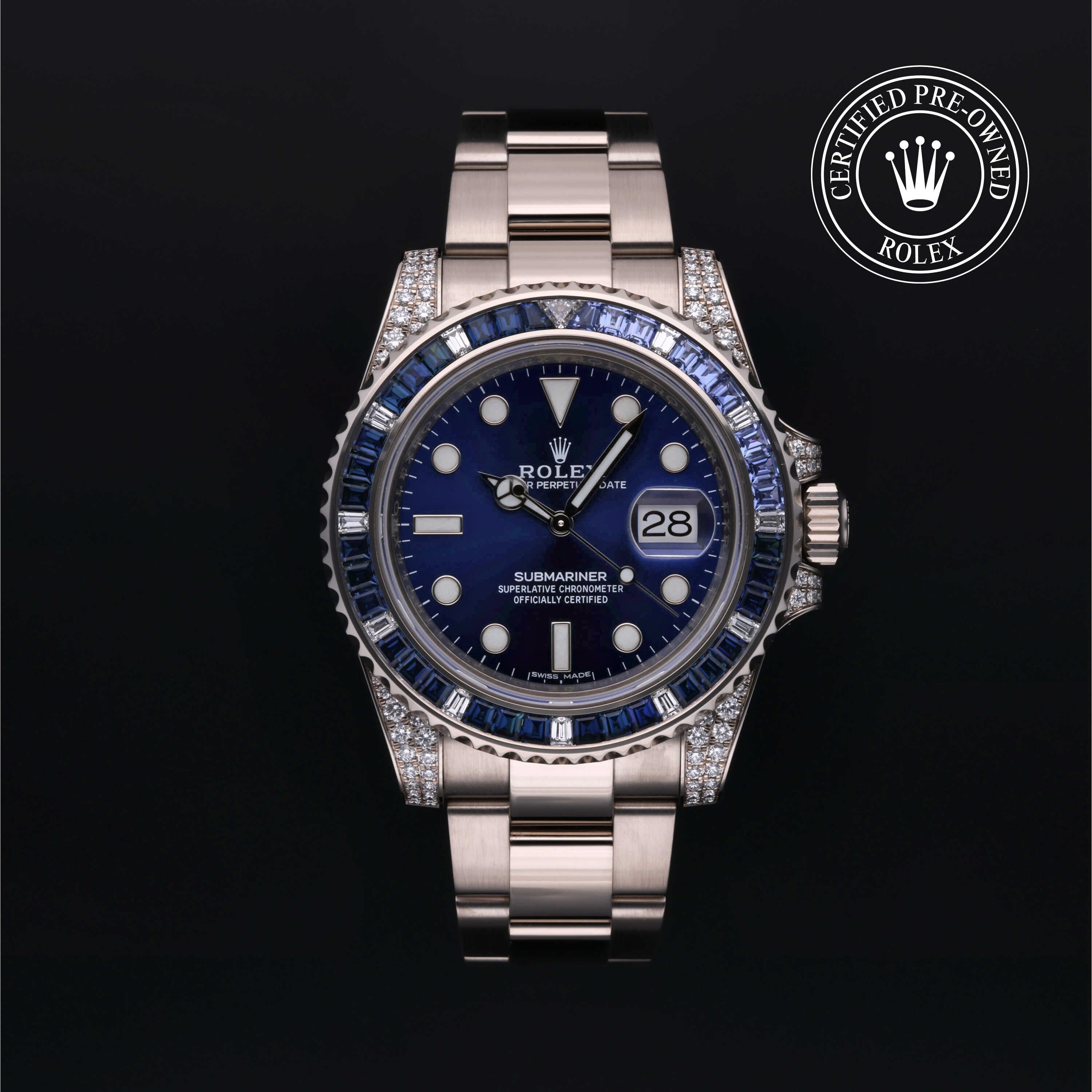 Rolex Certified Pre-owned Submariner Date M116659SABR-0001 front on black background