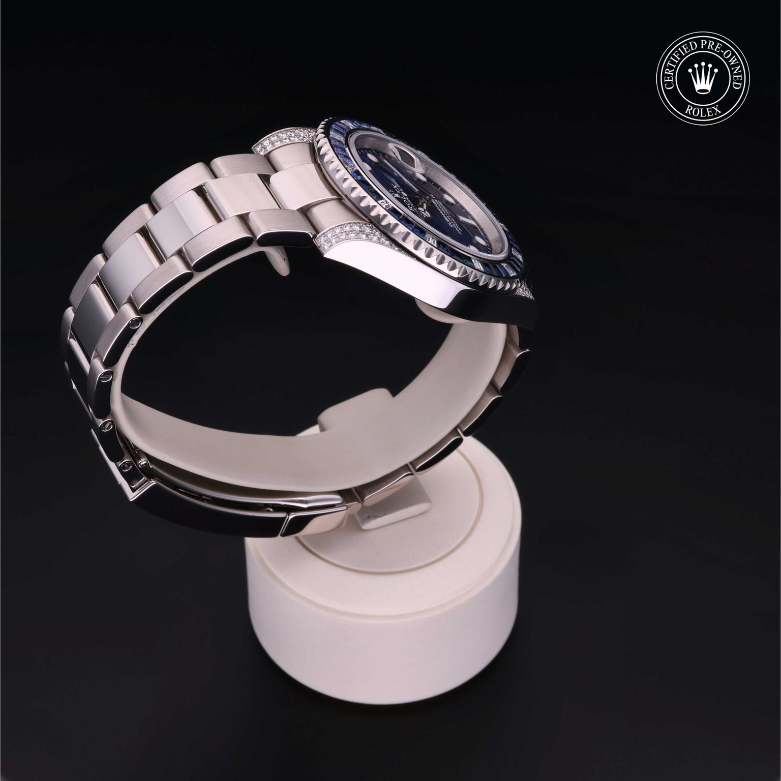 Rolex Certified Pre-owned Submariner Date M116659SABR-0001 front on black background