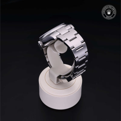 Rolex Certified Pre-owned Oyster Perpetual M116000-0010 front on black background