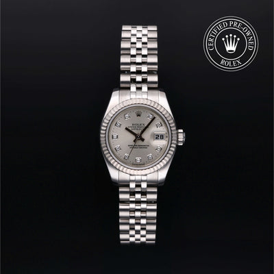 Rolex Certified Pre-owned Lady Datejust M179174-0030 front on black background