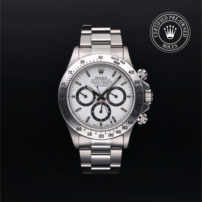 Rolex Certified Pre-owned Daytona M16520-0002 front on black background