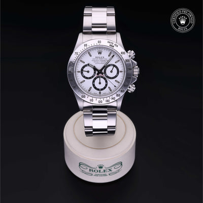 Rolex Certified Pre-owned Daytona M16520-0002 front on black background