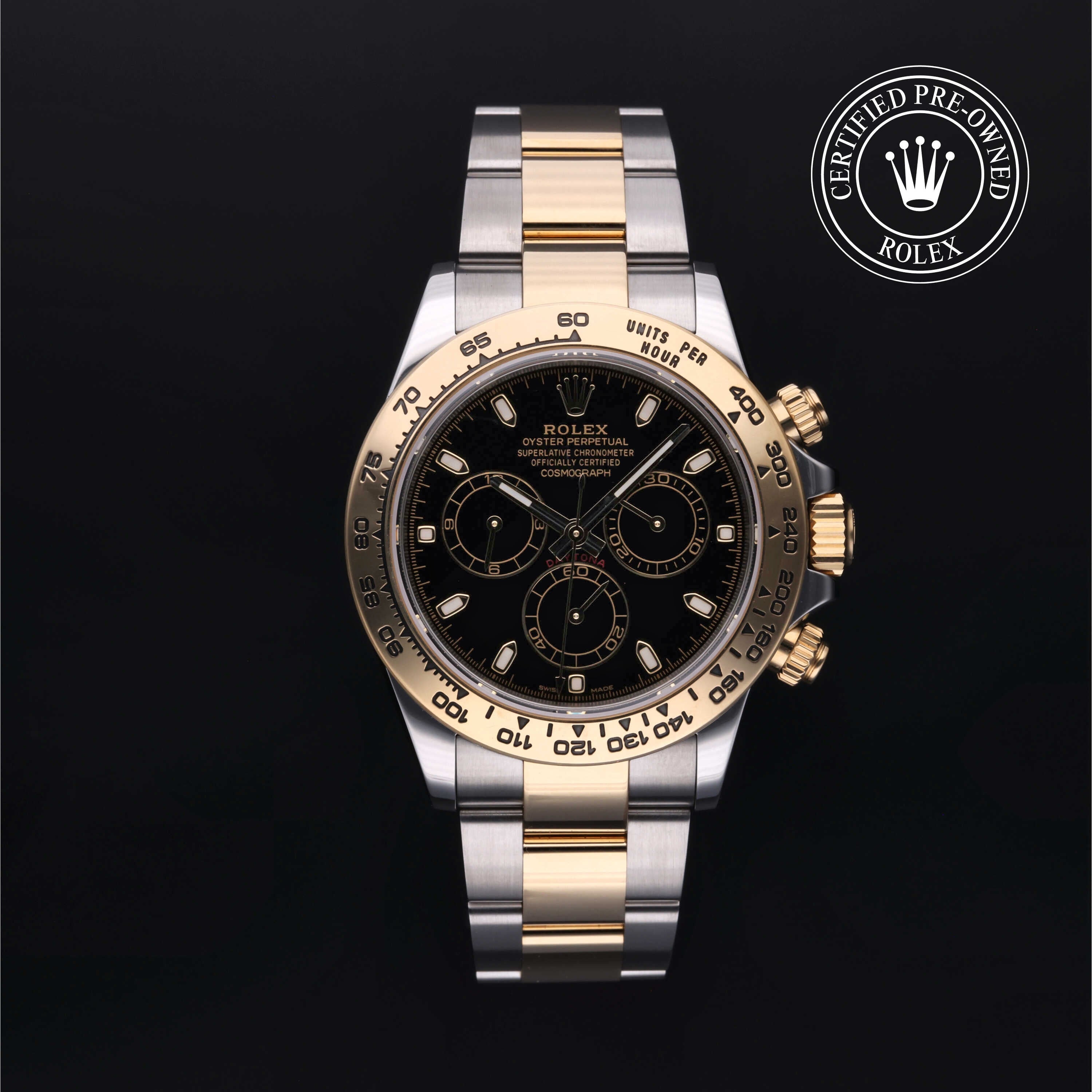 Rolex Certified Pre-owned Daytona M116503-0004 front on black background