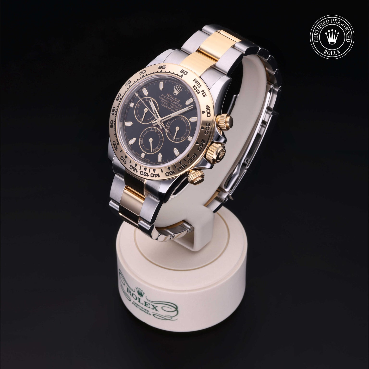 Rolex Certified Pre-owned Daytona M116503-0004 front on black background