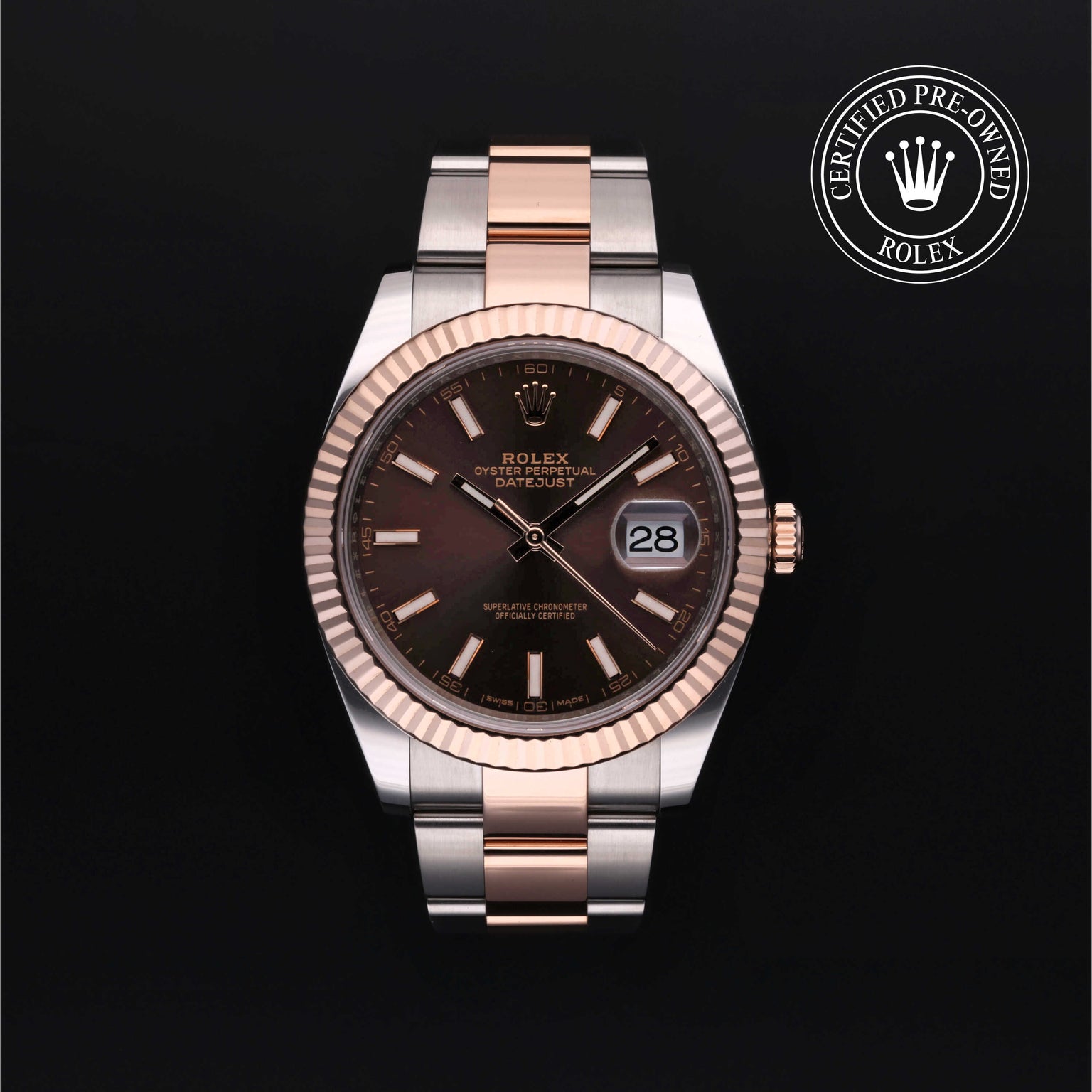 Rolex Certified Pre-owned Datejust M126331-0001 front on black background