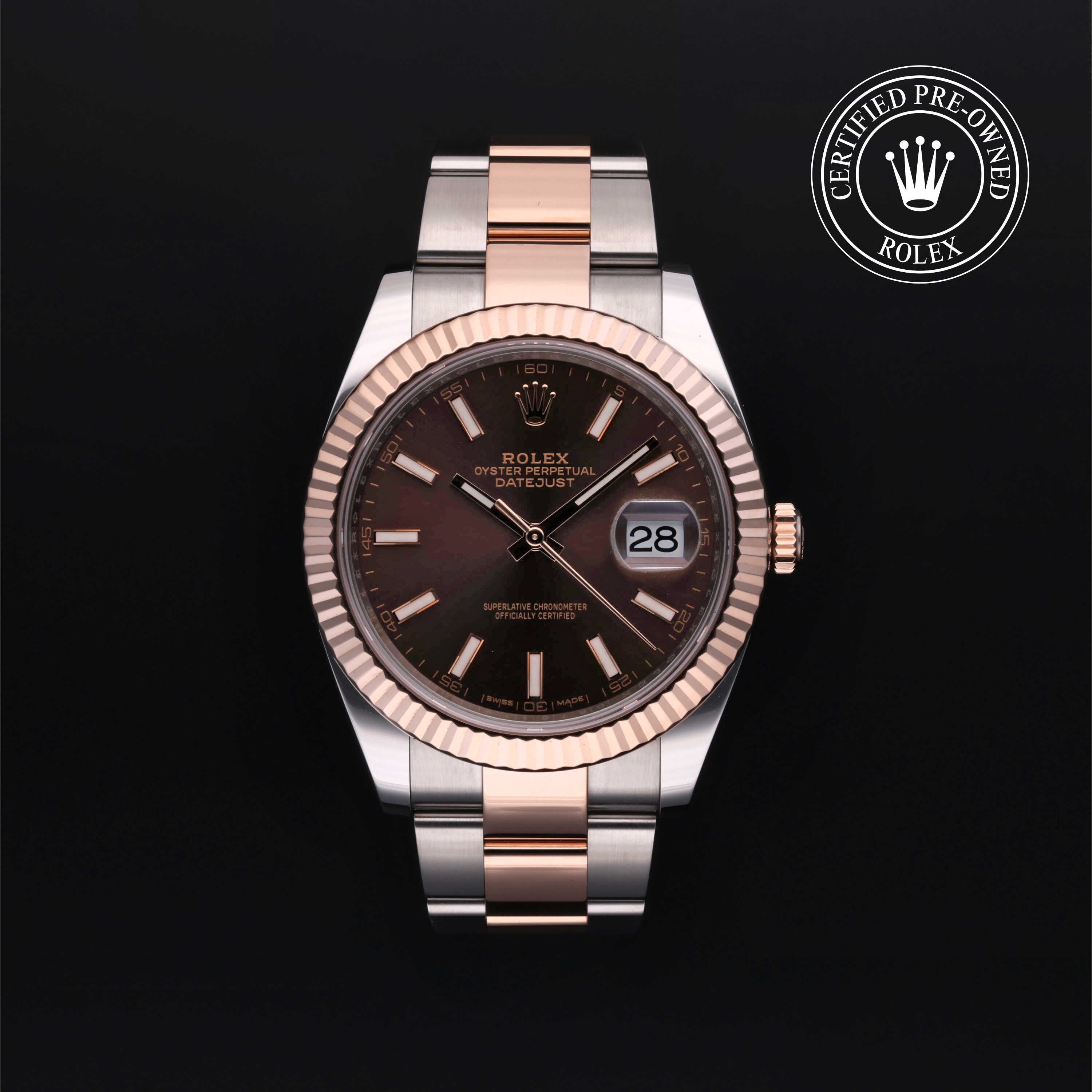 Rolex Certified Pre-owned Datejust M126331-0001 front on black background