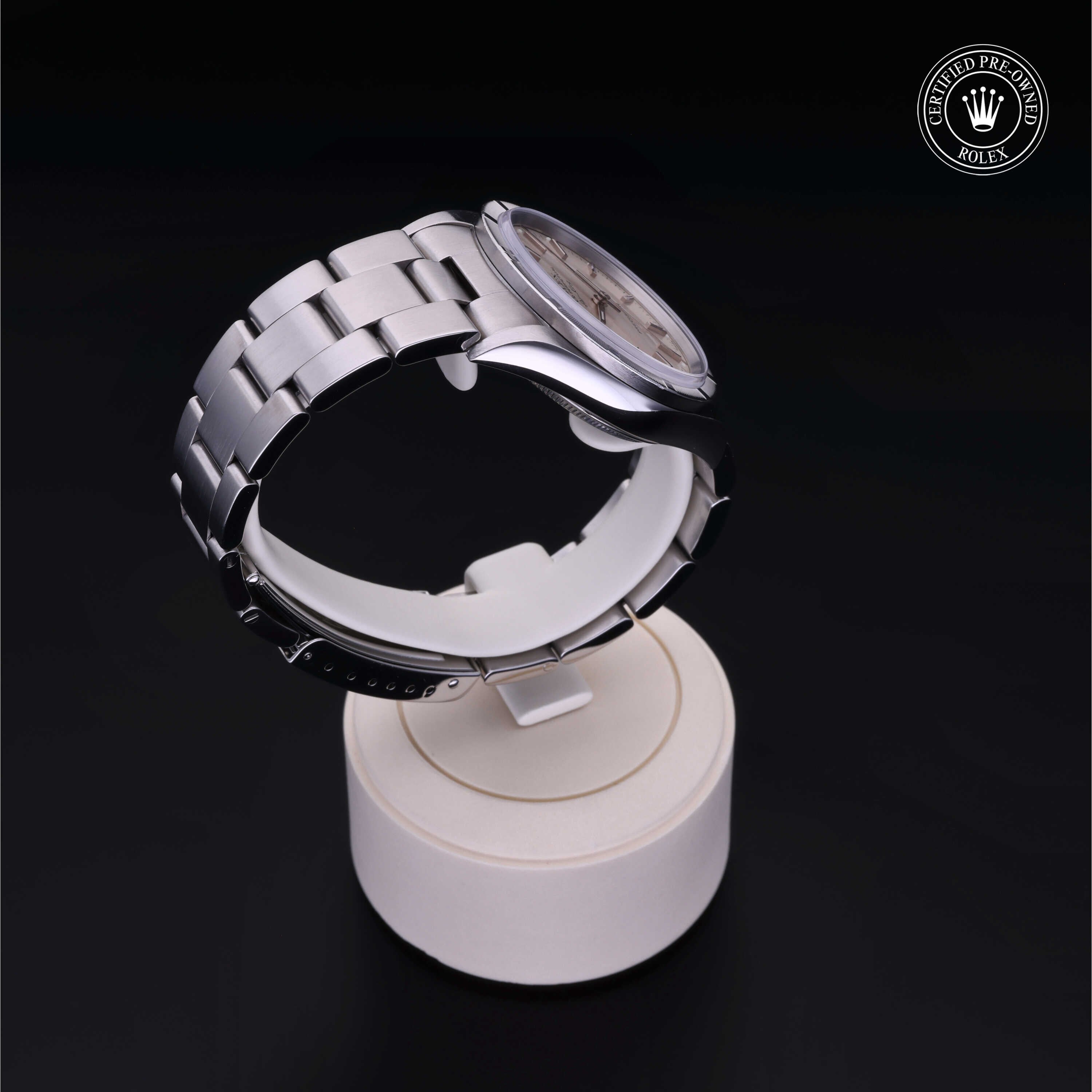 Rolex Certified Pre-owned Air-King M14010M-0009 front on black background