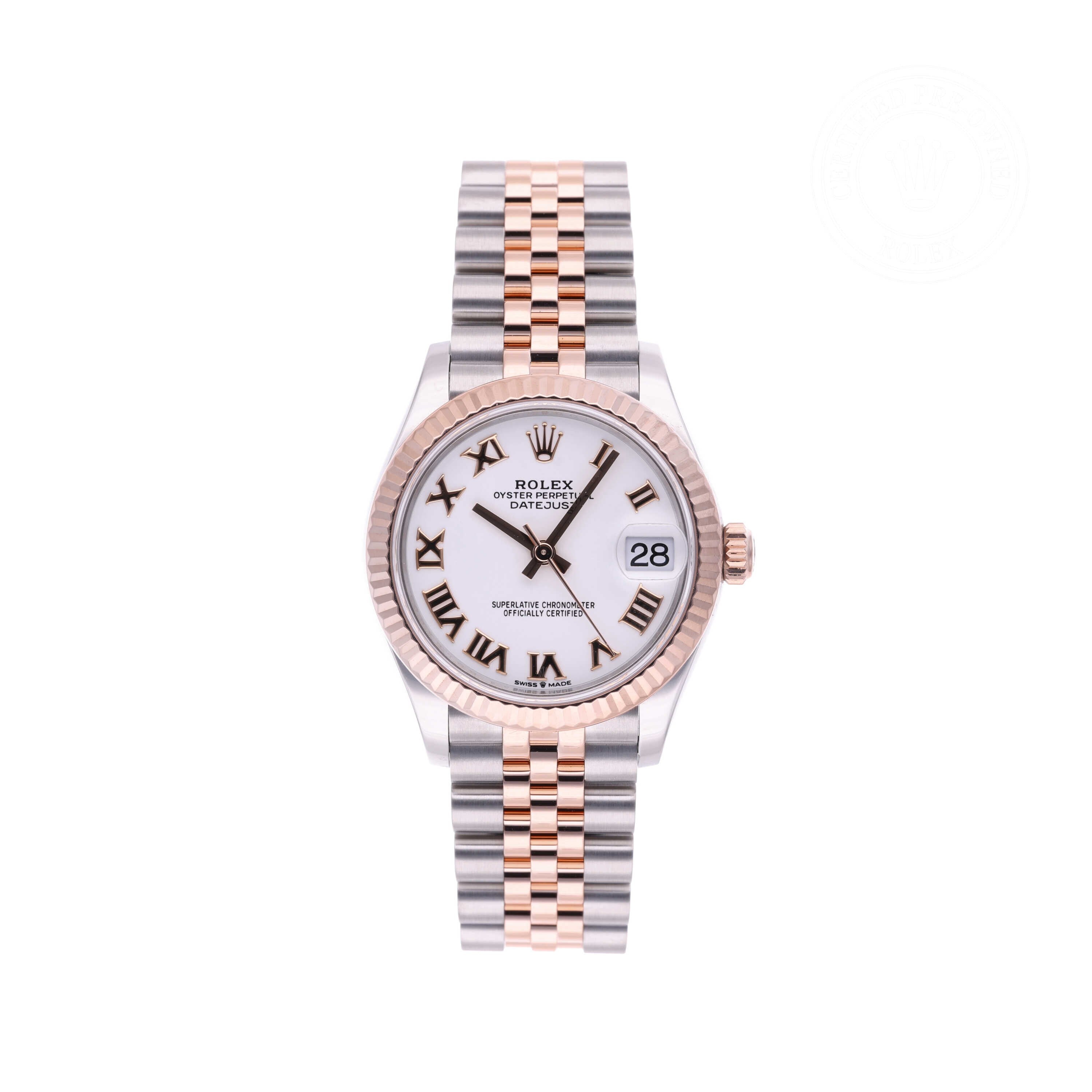 Rolex Certified Pre-owned Lady Datejust M278271-0002 front on white background