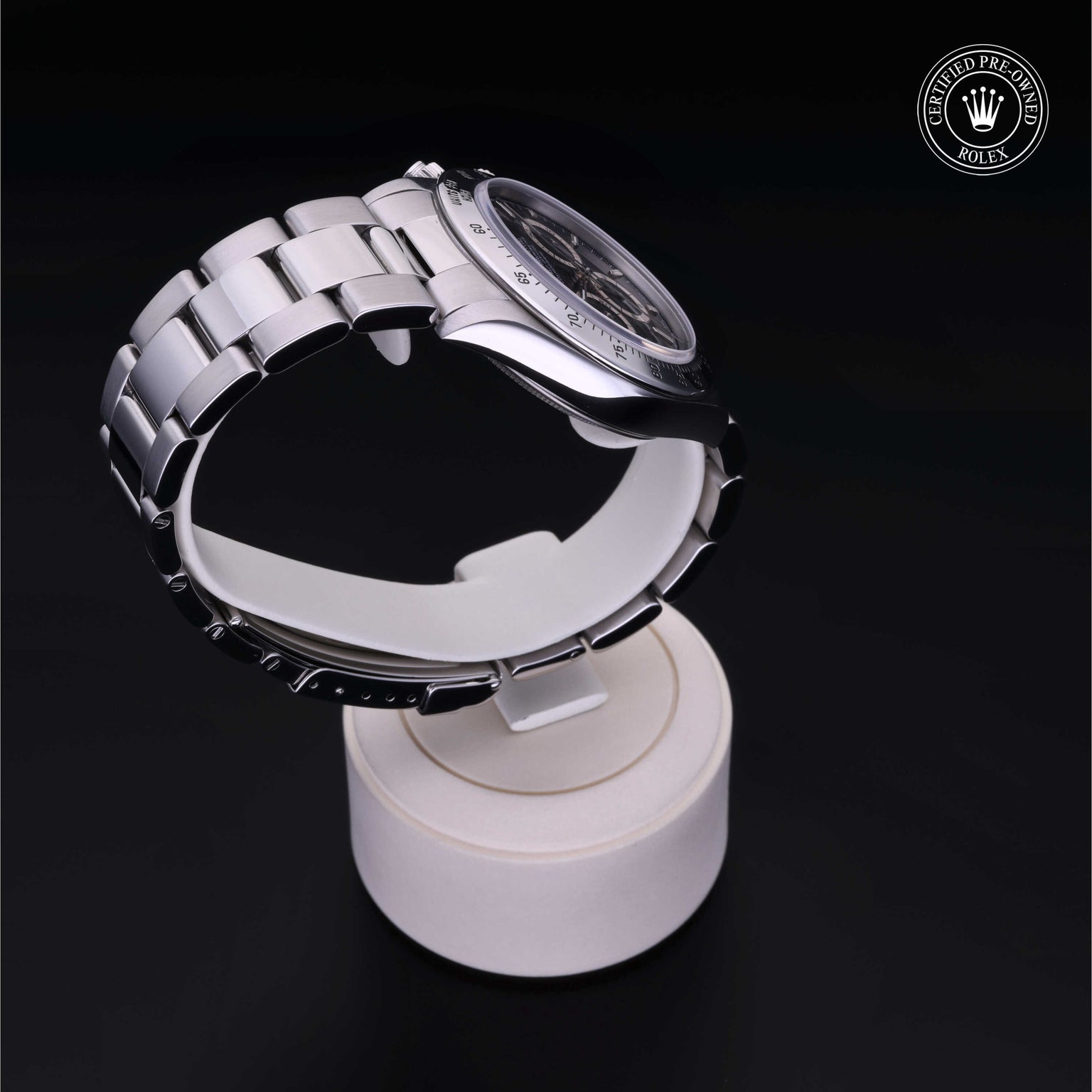 Rolex Certified Pre-owned Daytona M16520-0002 front on black background