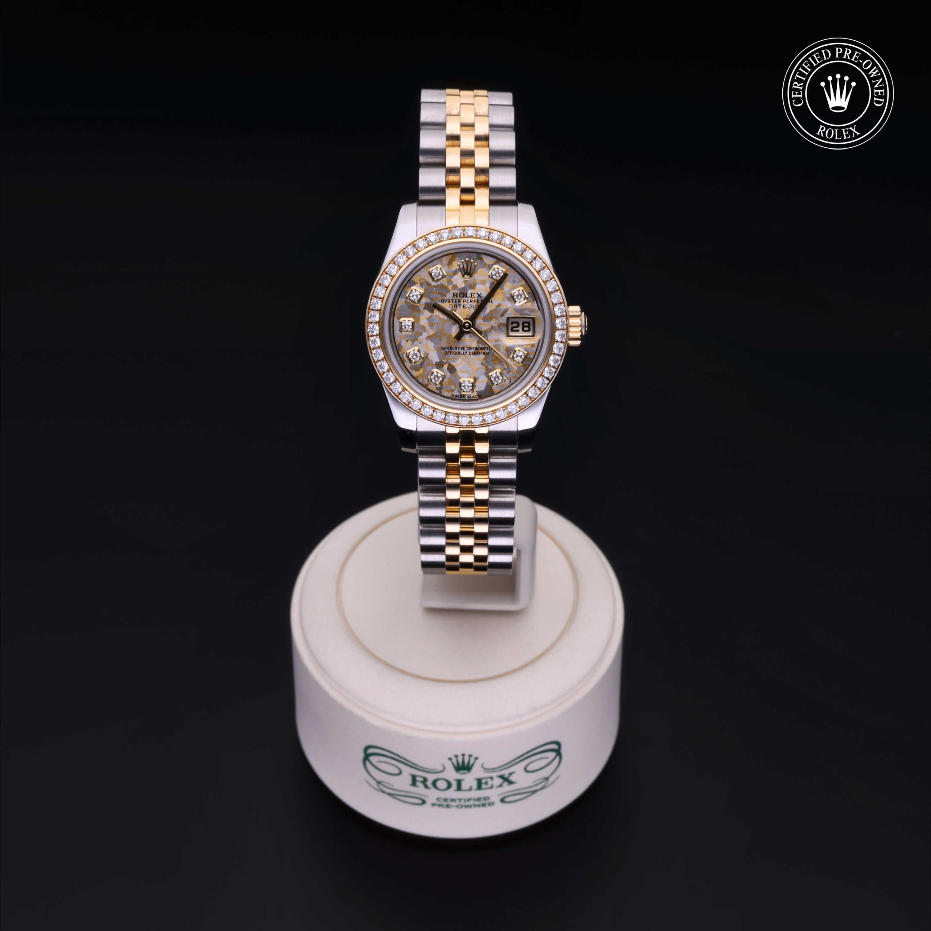 Rolex Certified Pre-owned Lady Datejust M179383-0010 front on black background