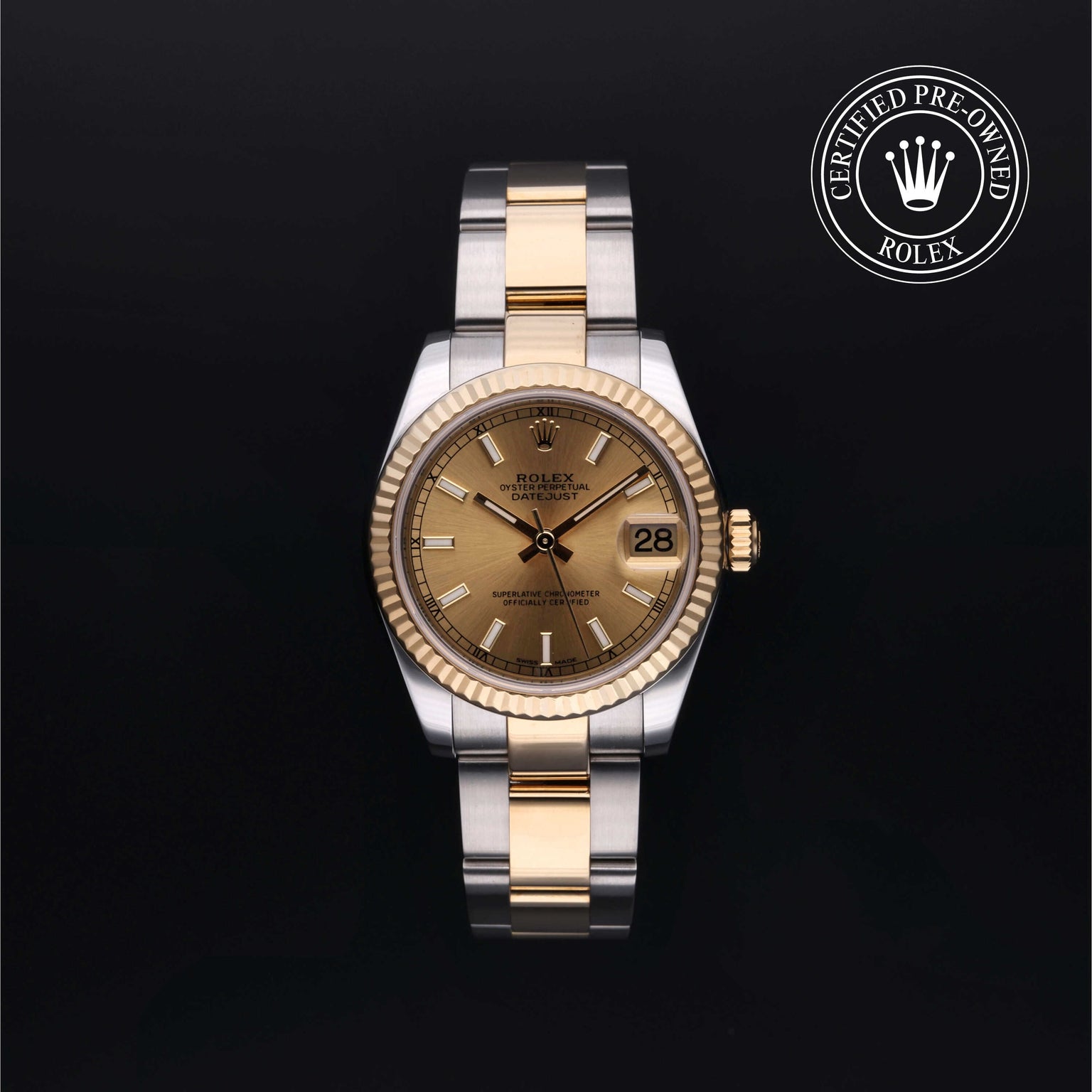 Rolex Certified Pre-owned Lady Datejust M178273-0009 front on black background