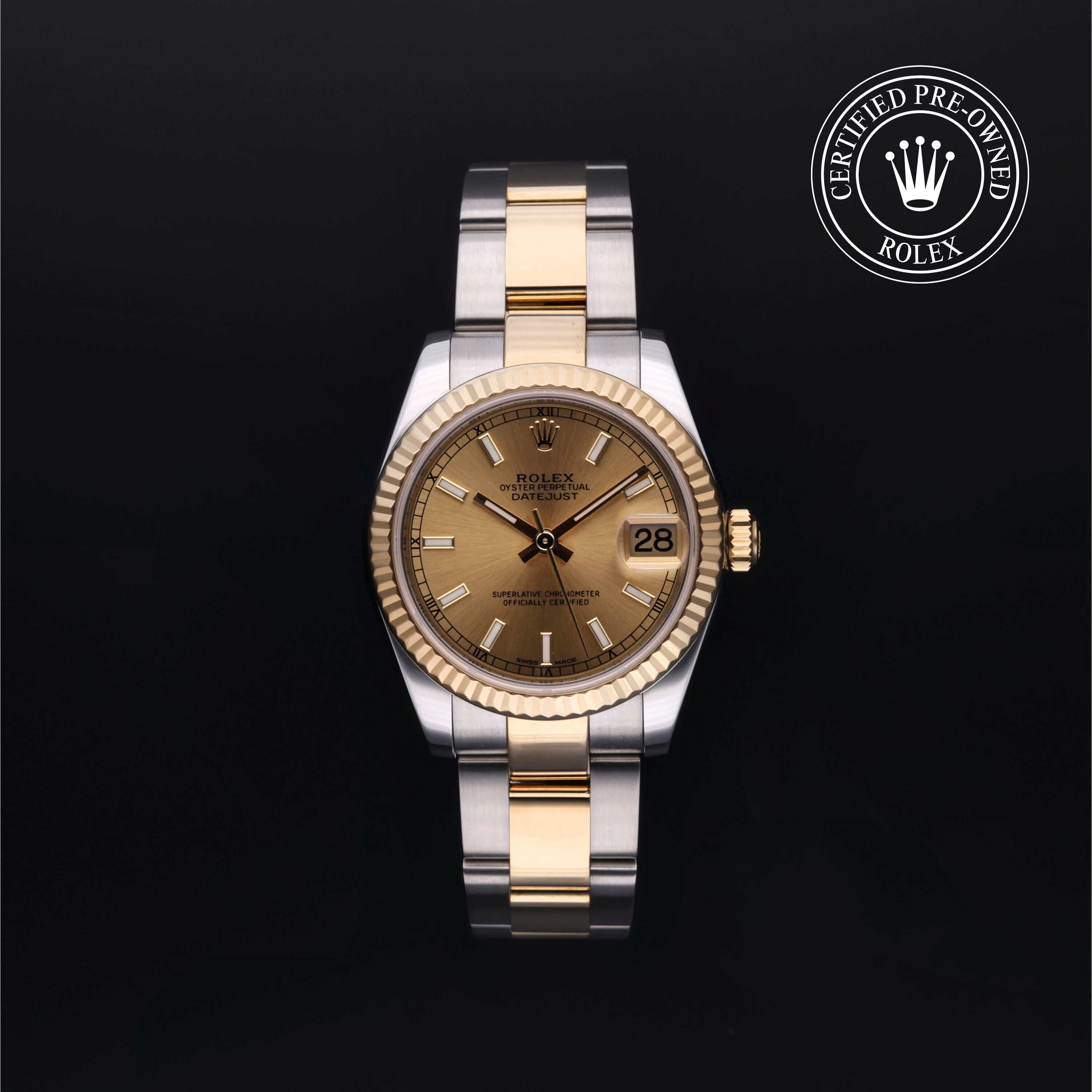 Rolex Certified Pre-owned Lady Datejust M178273-0009 front on black background