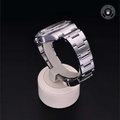 Rolex Certified Pre-owned Explorer II M216570-0001 front on black background