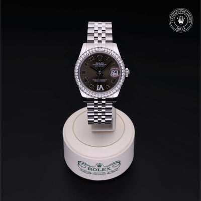 Rolex Certified Pre-owned Lady Datejust M178384-0011 front on black background