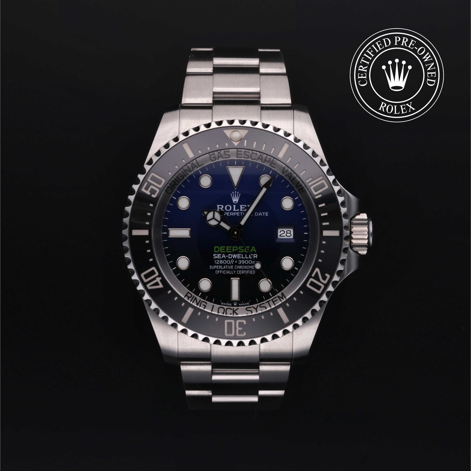 Rolex Certified Pre-owned Deep Sea M126660-0002 front on black background