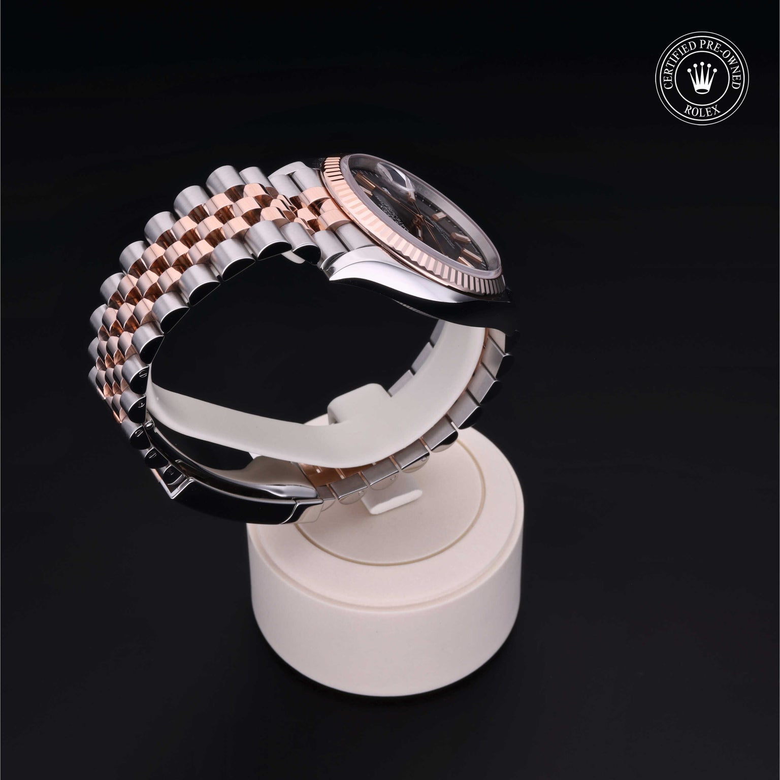 Rolex Certified Pre-owned Datejust M126231-0013 front on black background