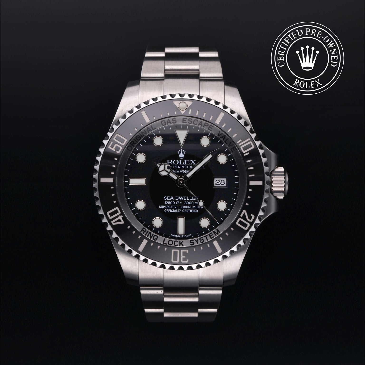 Rolex Certified Pre-owned Deep Sea M116660-0001 front on black background