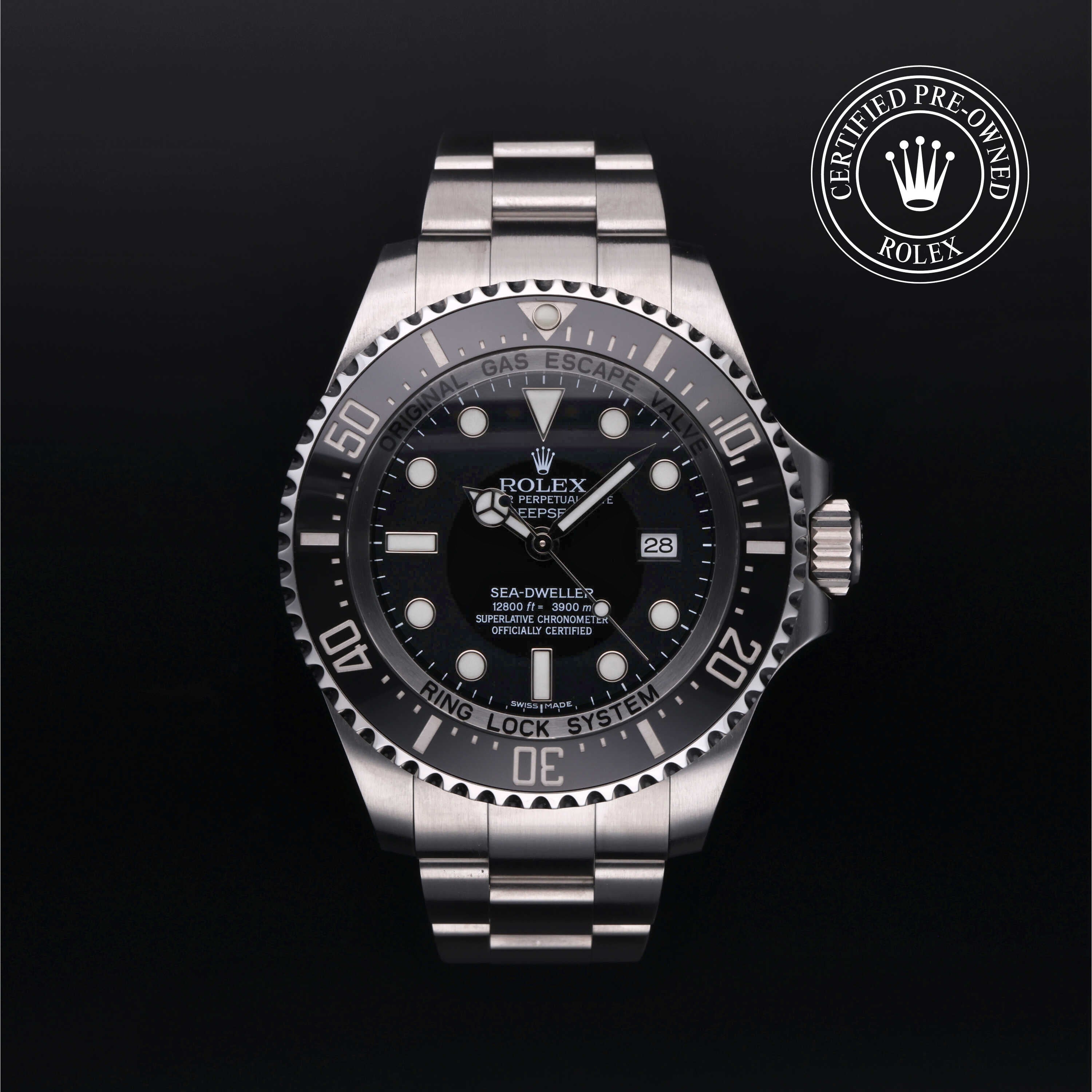 Rolex Certified Pre-owned Deep Sea M116660-0001 front on black background
