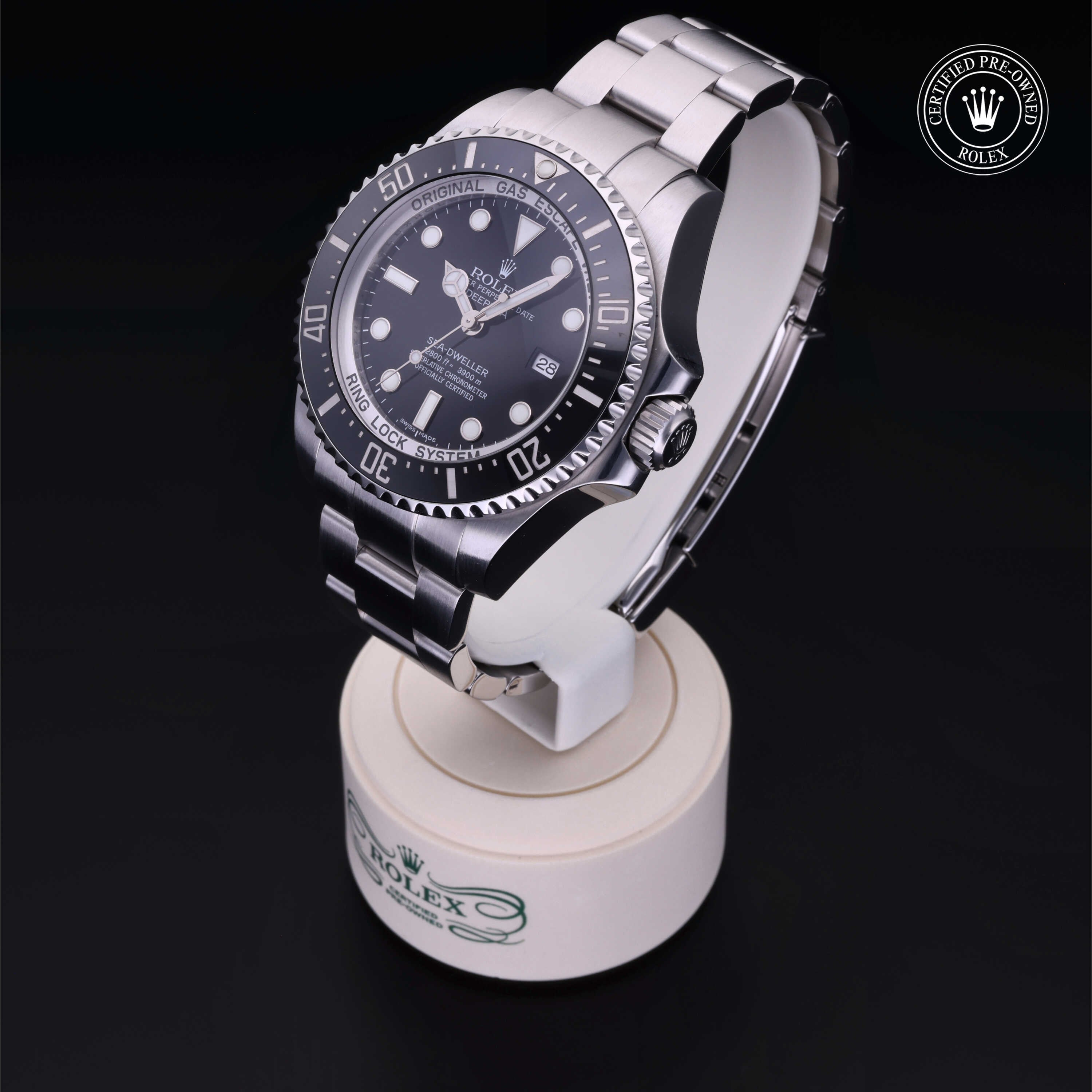 Rolex Certified Pre-owned Deep Sea M116660-0001 front on black background