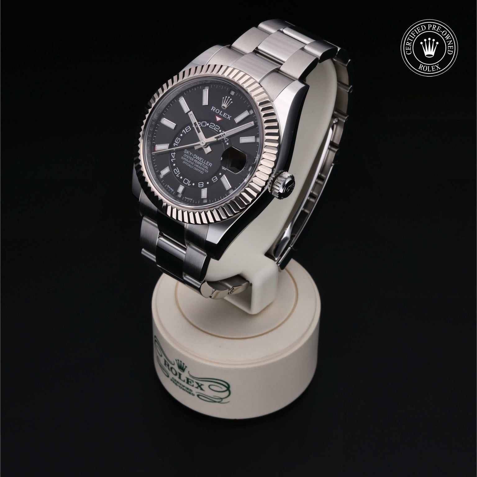 Rolex Certified Pre-owned Sky-Dweller M326934-0005 front on black background