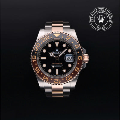 Rolex Certified Pre-owned GMT M126711CHNR-0002 front on black background