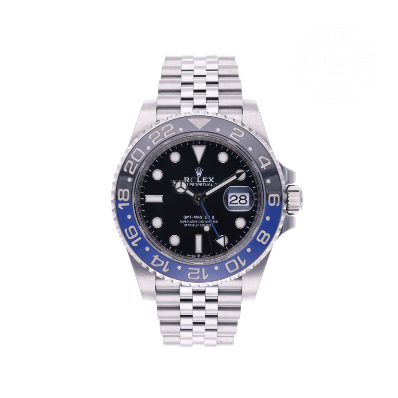 Rolex Certified Pre-owned GMT M126710BLNR-0002 front on white background