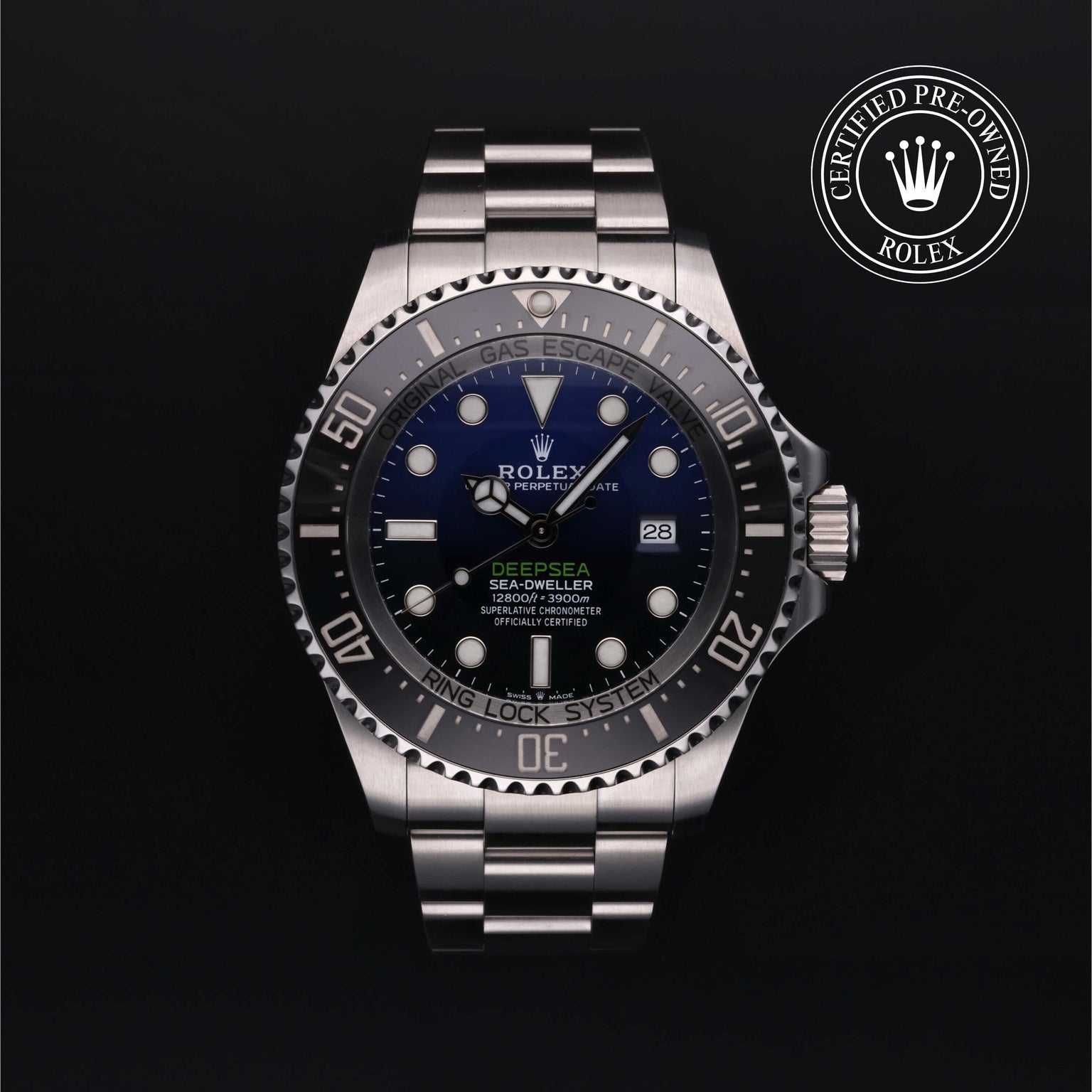 Rolex Certified Pre-owned Deep Sea M126660-0002 front on black background