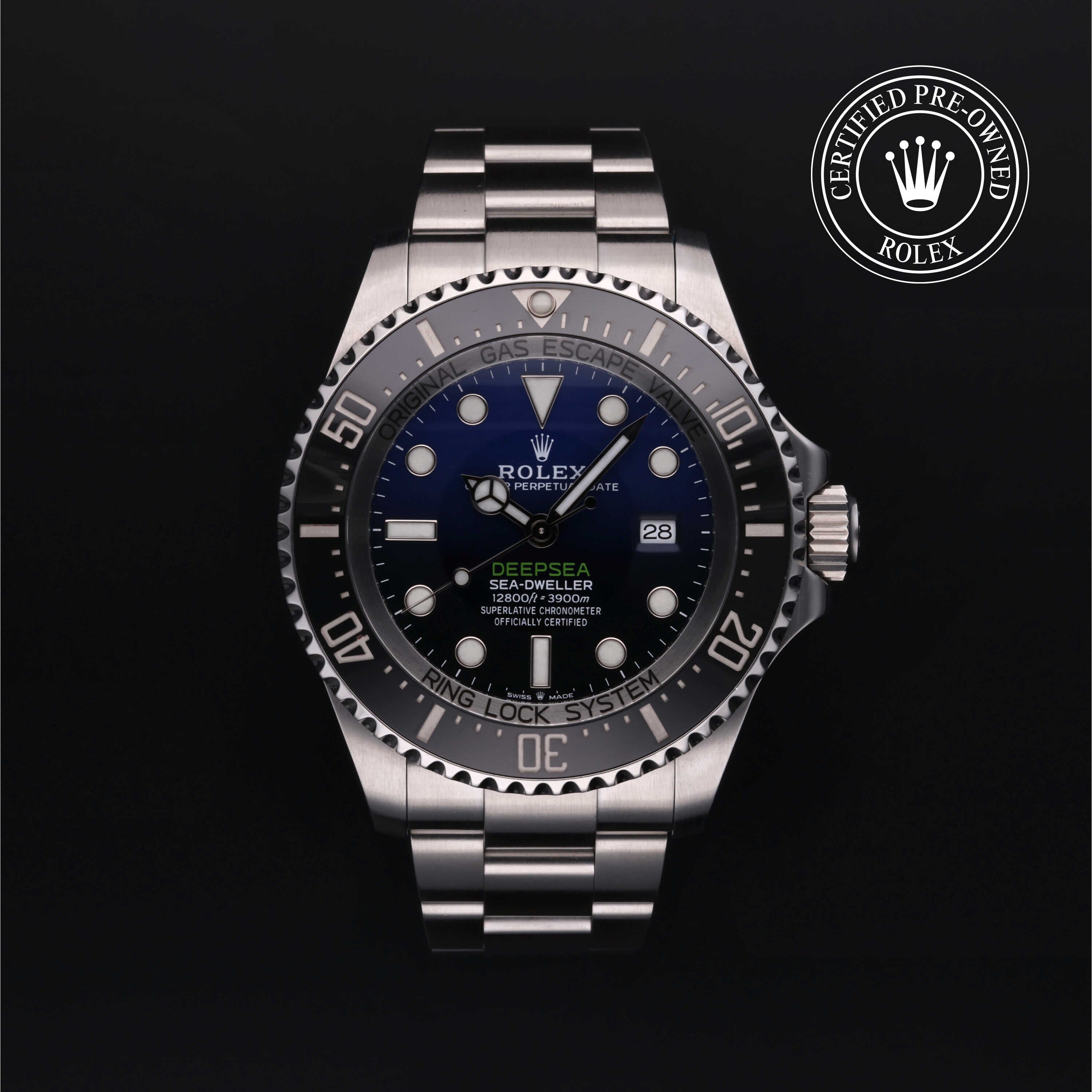 Rolex Certified Pre-owned Deep Sea M126660-0002 front on black background