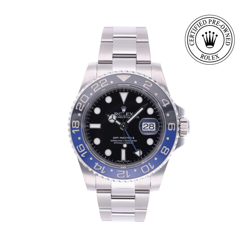 Rolex Certified Pre-owned GMT II M116710BLNR-0002 front on white background
