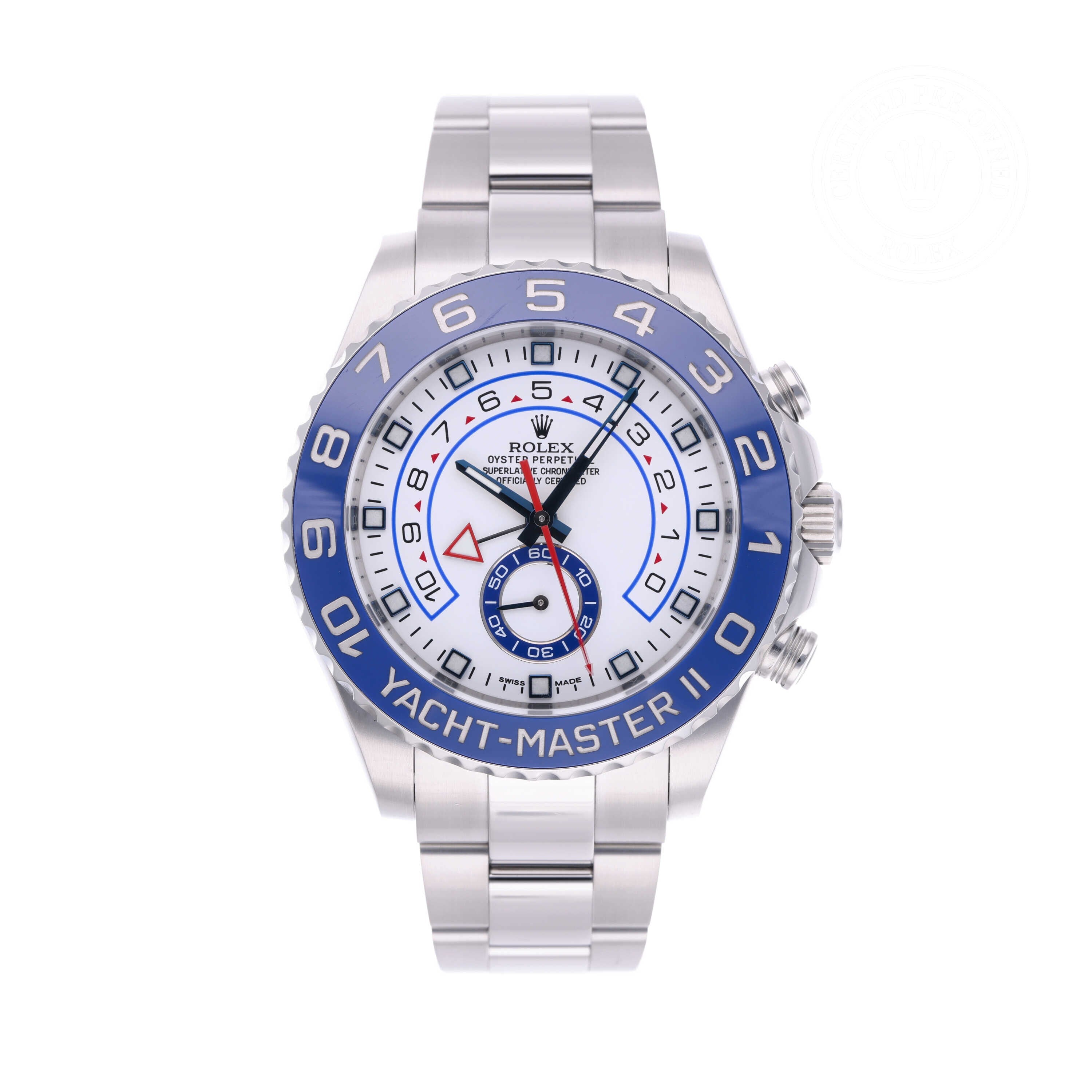 Rolex Certified Pre-owned Yacht-Master M116680-0001 front on white background